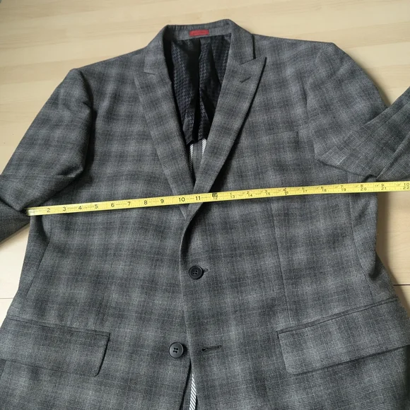 John Varvatos 42R Charcoal Checkered Plaid Blazer Sport Coat Jacket Herringbone - Picture 13 of 13